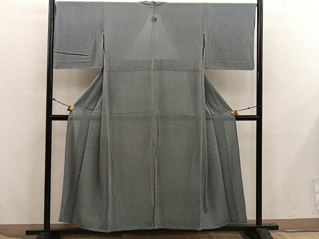 平和屋着物*夏物 小紋 絽縮緬 幾何学文様 正絹 逸品 BAAX8152mz