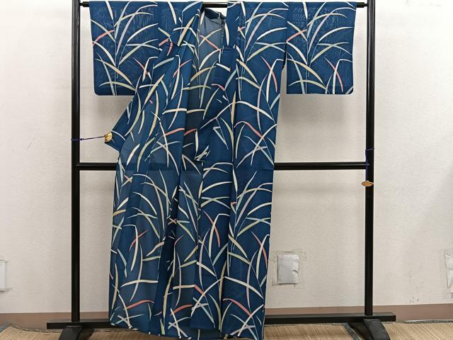 平和屋着物*夏物 小紋 絽 草葉文 正絹 逸品 BAAX8154mz