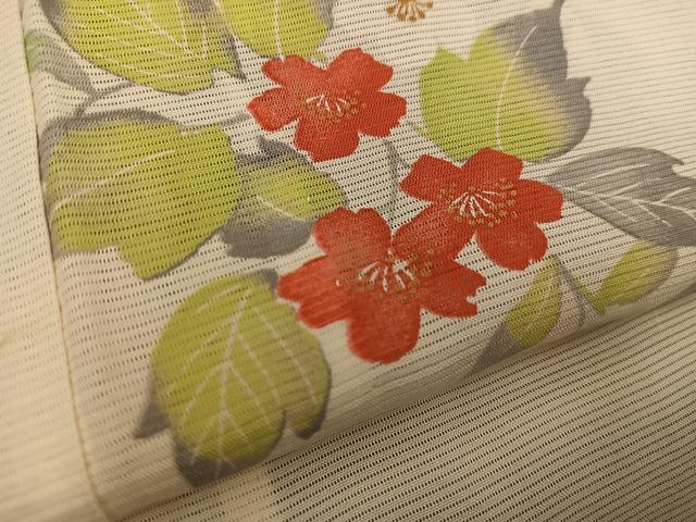 平和屋着物*夏物 小紋 絽 枝桜文 正絹 逸品 BAAX8158mz