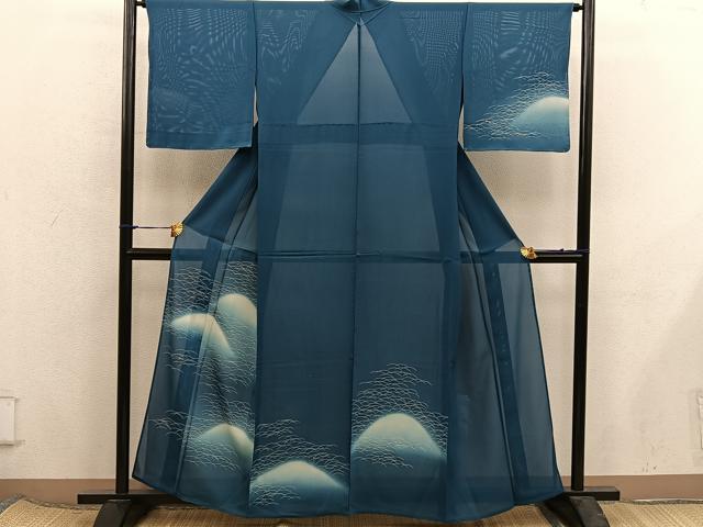 平和屋着物*夏物 訪問着 絽 遠山花文 暈し染め 金銀彩 正絹 逸品 BAAX8159mz