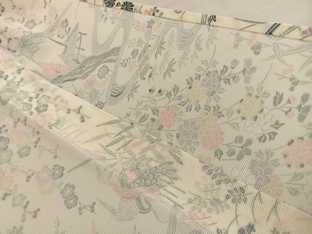 平和屋着物*夏物 小紋 絽 飛鶴花文 正絹 逸品 BAAX8167mz