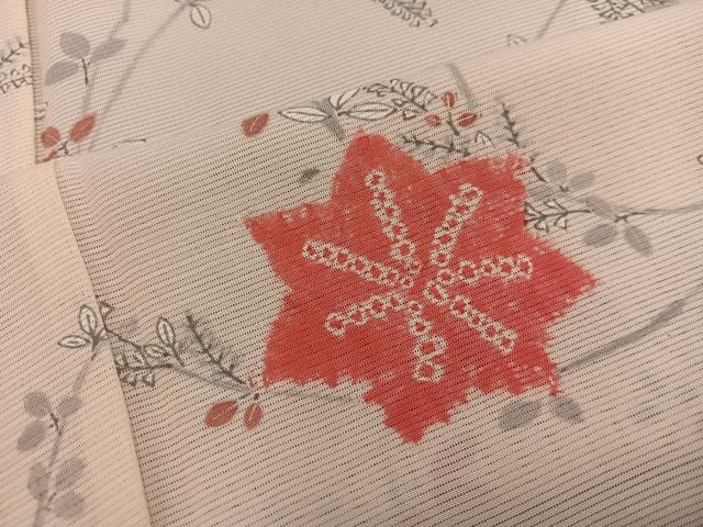 平和屋着物*夏物 小紋 絽 枝花文 正絹 逸品 BAAX8168mz