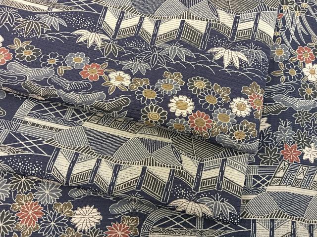 平和屋着物*夏物 小紋 絽 風景花文 正絹 逸品 BAAX8169mz