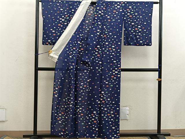 平和屋着物*夏物 小紋 絽 幾何学文様 正絹 逸品 BAAX8174mz