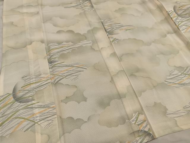 平和屋着物*夏物 小紋 絽 雲重ね草葉文 正絹 逸品 BAAX8177mz