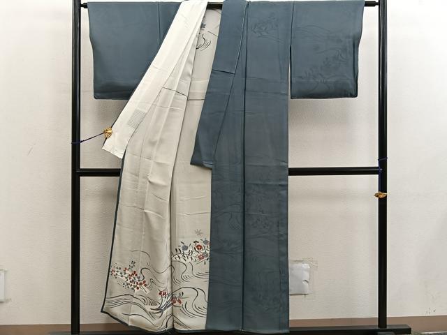 平和屋着物▽訪問着 無双 紗袷 紗×絽 菊花文 正絹 逸品 BAAX8180mz
