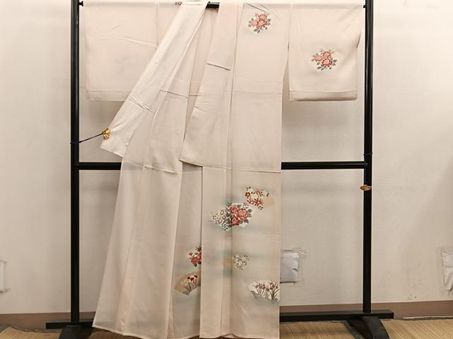 平和屋着物*夏物 訪問着 絽 友禅 地紙牡丹花文 正絹 逸品 BAAX8182mz