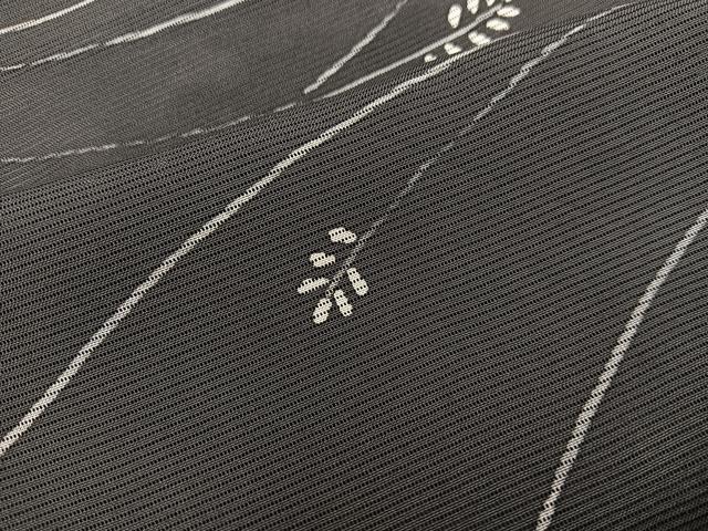 平和屋着物*夏物 小紋 絽 草葉文 黒地 正絹 逸品 BAAX8191mz