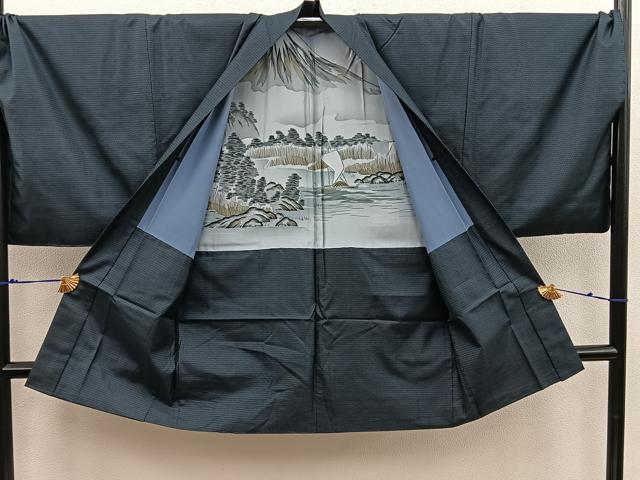 平和屋着物●男性 本場大島紬 アンサンブル 襦袢セット キングサイズ 100亀甲 総詰め 羽裏:富士 正絹 逸品 BAAX8193mz