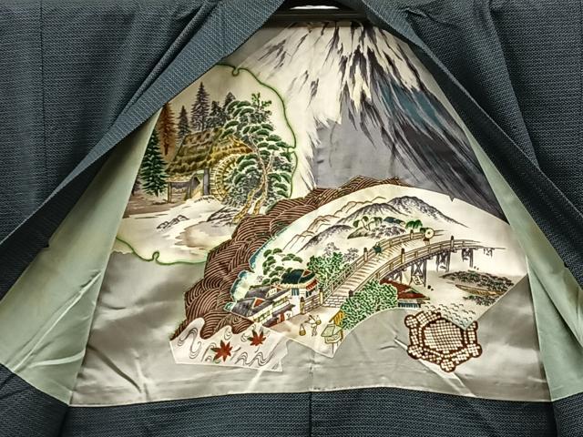 平和屋着物■男性 紬 アンサンブル 襦袢セット 100亀甲 総詰め 正絹 逸品 BAAX8195mz