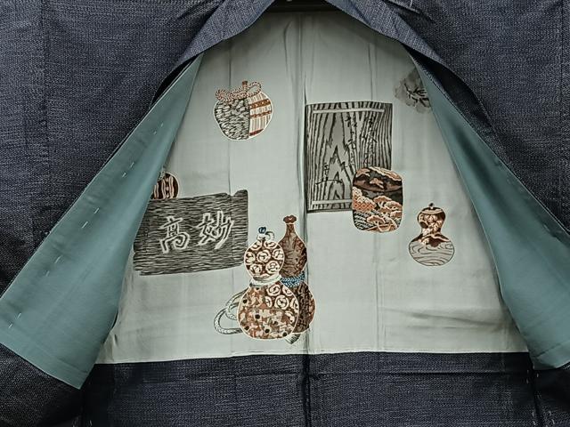 平和屋着物●男性 本場大島紬 アンサンブル 80亀甲 総詰め 正絹 逸品 BAAX8196mz