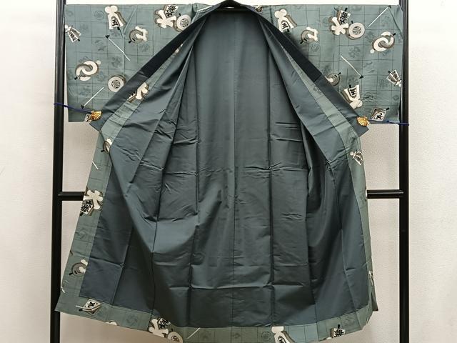 平和屋着物●男性 本場大島紬 アンサンブル 襦袢セット 80亀甲 総詰め 正絹 逸品 BAAX8199mz