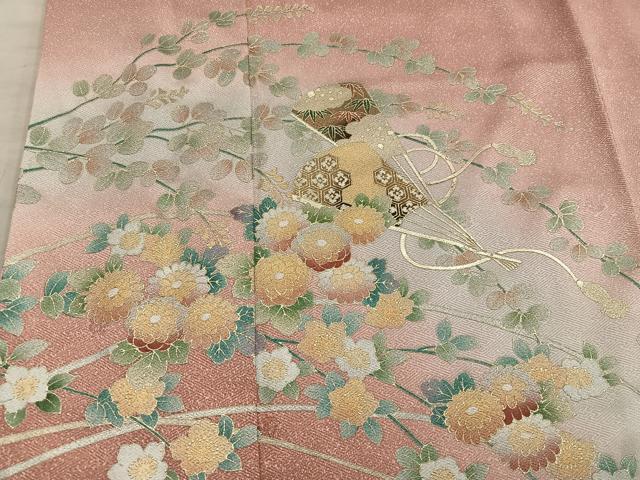 平和屋着物■訪問着 扇面菊花文 暈し染め 金彩 正絹 逸品 BAAX8205mz