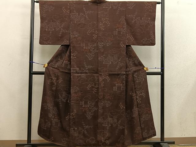 平和屋着物■上質な紬 風景花文 正絹 逸品 BAAX8217mz