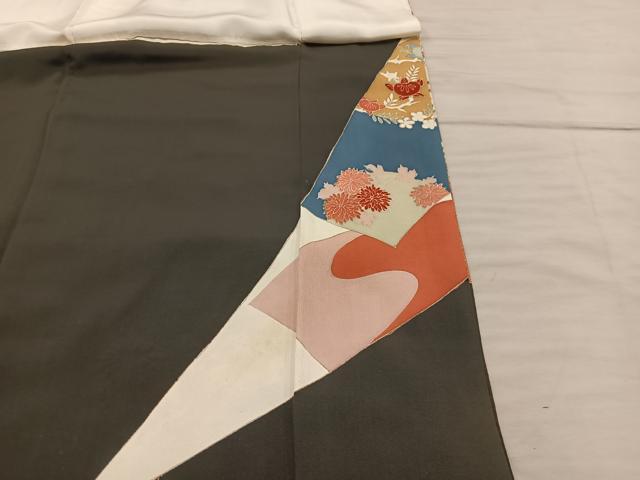平和屋着物■豪華黒留袖 刺繍 菊花文 金糸 正絹 逸品 BAAX8218mz