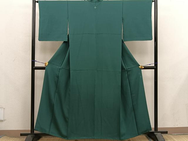 平和屋着物■上質な色無地 千歳緑色 正絹 逸品 BAAX8237mz