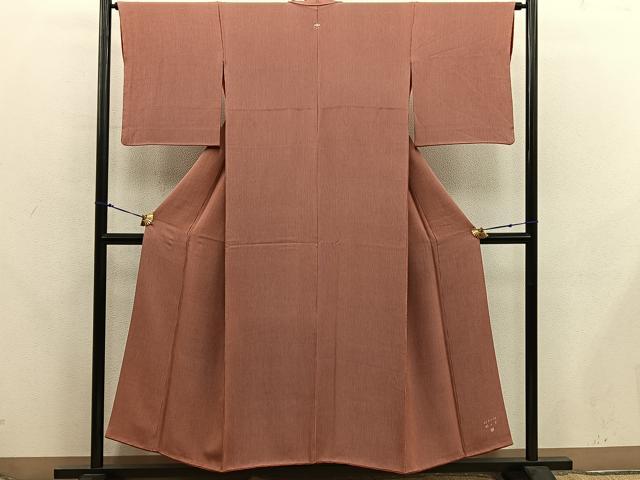 平和屋着物■江戸小紋 樋口実 万筋 栗梅色×白色 正絹 逸品 BAAX8238mz