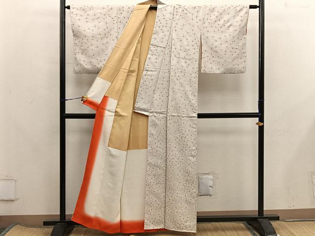 平和屋着物■上質な小紋 草花文 金彩 正絹 逸品 BAAX8244mz