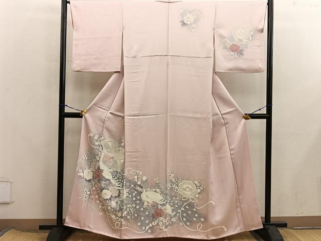 平和屋着物■訪問着 孔雀花文 正絹 逸品 BAAX8255mz