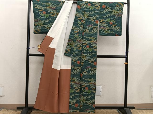 平和屋着物■上質な小紋 片輪車文 正絹 逸品 BAAX8258mz