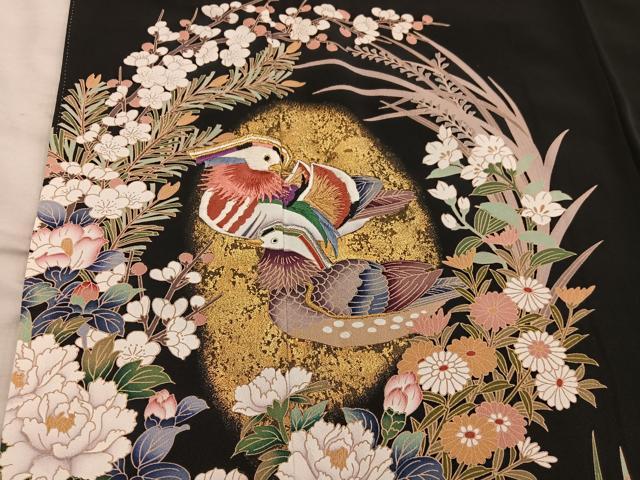 平和屋着物■豪華黒留袖 作家物 刺繍 鴛鴦花文 金彩 正絹 逸品 BAAX8261mz