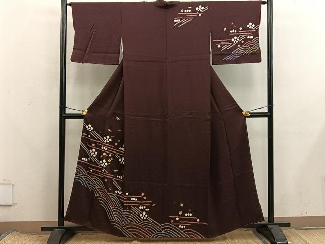 平和屋着物■訪問着 絞り 刺繍 梅花文 正絹 逸品 BAAX8276mz