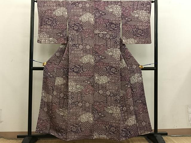 平和屋着物■上質な小紋 鳳凰花文 鬼しぼ縮緬 正絹 逸品 BAAX8278mz