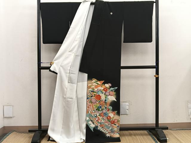 平和屋着物■豪華黒留袖 友禅 作家物 菊花文 暈し染め 金彩 正絹 逸品 BAAX8279mz