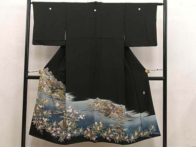 平和屋着物■豪華黒留袖 作家物 風景文 金彩 正絹 逸品 BAAX8286mz