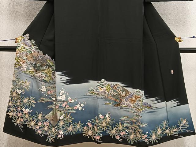 平和屋着物■豪華黒留袖 作家物 風景文 金彩 正絹 逸品 BAAX8286mz