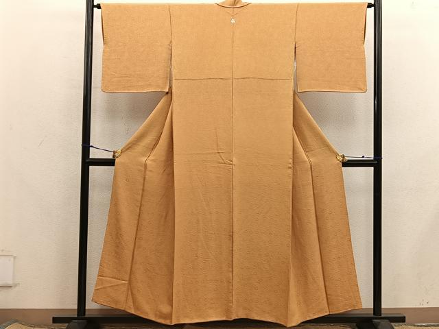 平和屋着物■上質な色無地 菊花地紋 萱草色 正絹 逸品 BAAX8291mz
