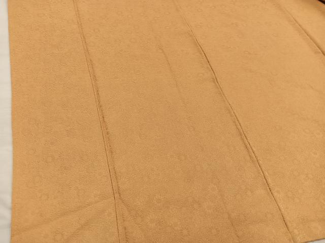 平和屋着物■上質な色無地 菊花地紋 萱草色 正絹 逸品 BAAX8291mz