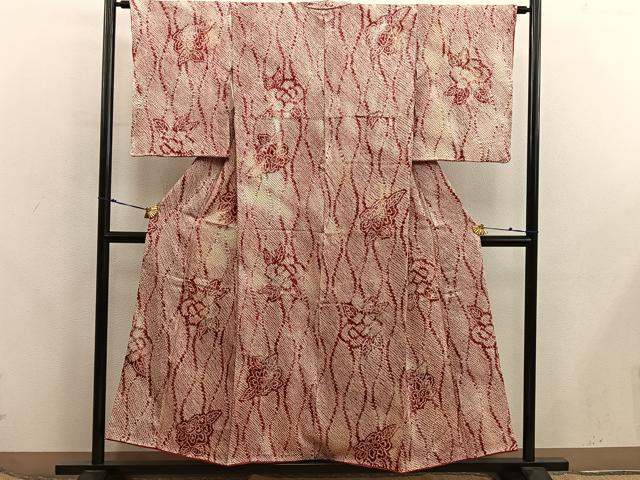 平和屋着物■上質な小紋 総絞り 立涌花文 正絹 逸品 BAAX8298mz