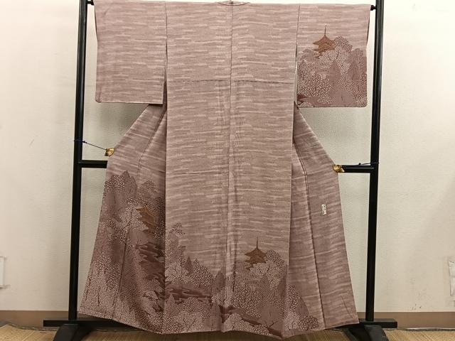 平和屋着物■訪問着 作家物 伊勢型紙 一尾欣樹彫り 金閣寺 正絹 逸品 BAAX8300mz