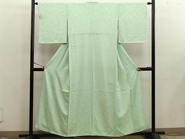 平和屋着物■上質な色無地 草葉地紋 女郎花色 正絹 逸品 BAAX8303mz