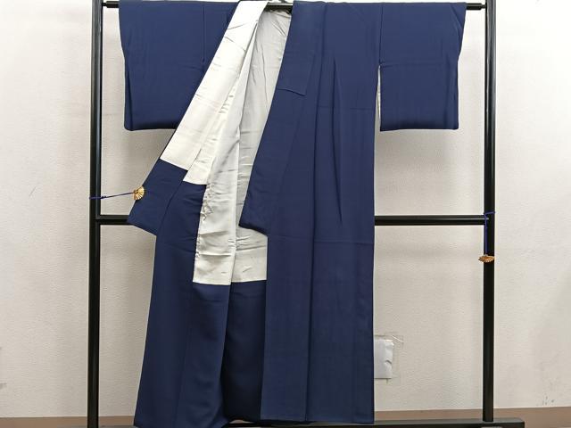 平和屋着物■上質な色無地 青褐色 正絹 逸品 BAAX8307mz