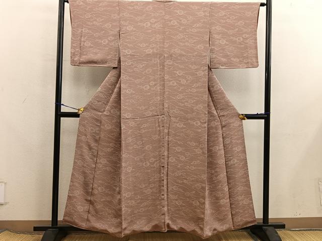 平和屋着物■上質な小紋 草花文 鬼しぼ縮緬 正絹 逸品 BAAX8308mz
