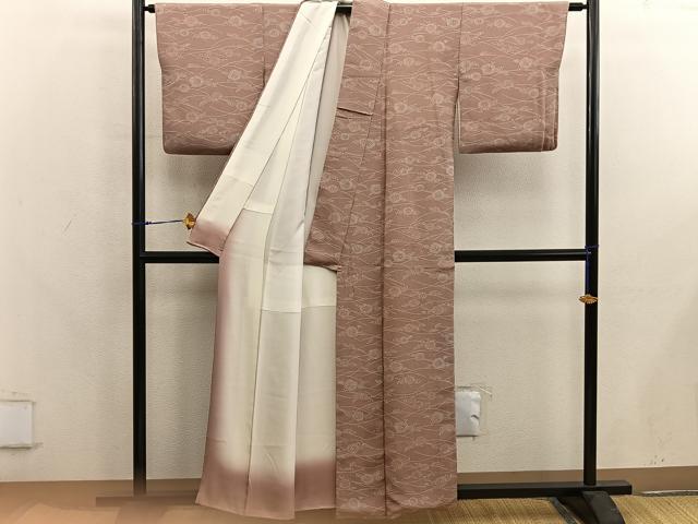 平和屋着物■上質な小紋 草花文 鬼しぼ縮緬 正絹 逸品 BAAX8308mz