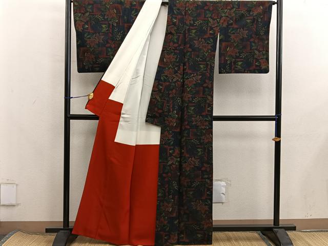 平和屋着物■上質な紬 草葉文 正絹 逸品 BAAX8313mz