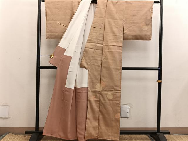 平和屋着物■上質な紬 菊花文 正絹 逸品 BAAX8318mz