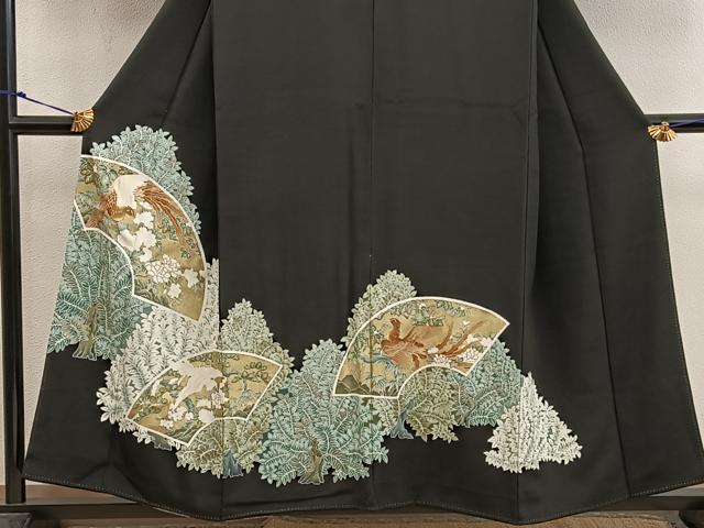 平和屋着物■豪華黒留袖 鳳凰地紙花文 金彩 正絹 逸品 BAAX8325mz