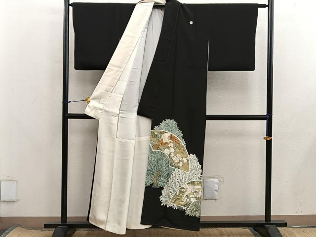 平和屋着物■豪華黒留袖 鳳凰地紙花文 金彩 正絹 逸品 BAAX8325mz