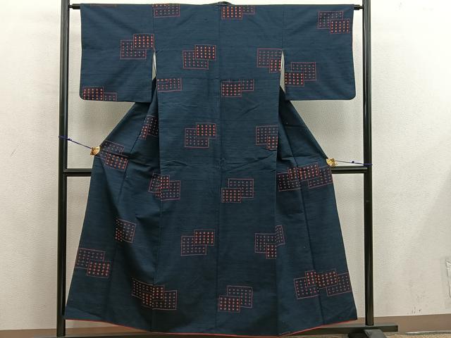 平和屋着物■上質な紬 絣文様 正絹 逸品 BAAX8333mz