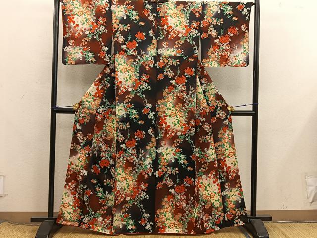 平和屋着物■上質な小紋 草花文 暈し染め 正絹 逸品 BAAX8338mz