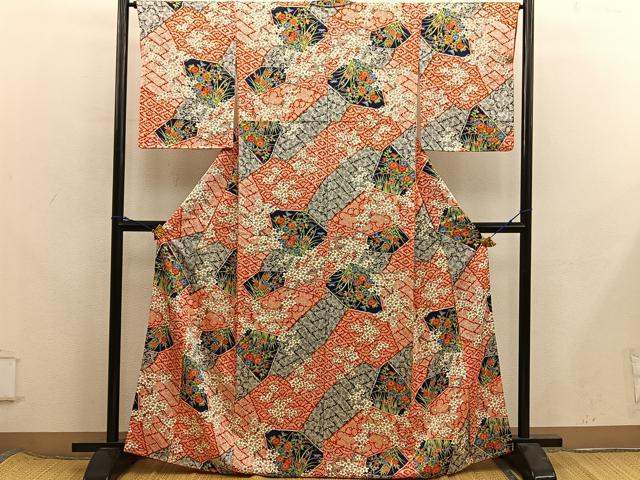平和屋着物■上質な小紋 枝梅花文 正絹 逸品 BAAX8339mz