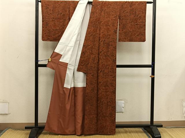 平和屋着物■上質な小紋 更紗花文 正絹 逸品 BAAX8342mz