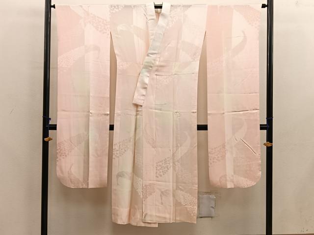 平和屋着物■振袖用長襦袢 無双仕立て 孔雀地紋 暈し染め 正絹 逸品 BAAX8358mz
