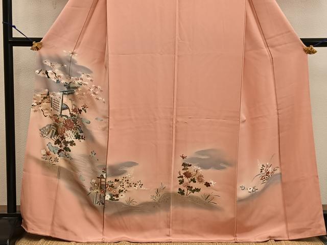 平和屋着物■訪問着 扇面御所車花文 暈し染め 金彩 正絹 逸品 BAAX8360mz
