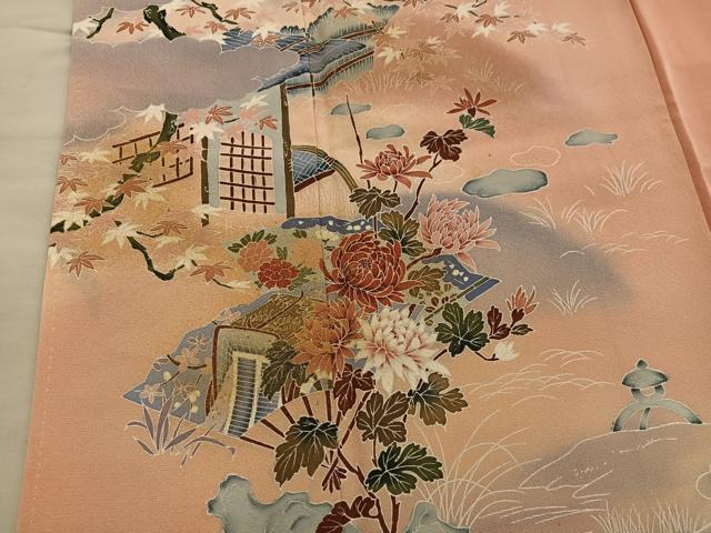 平和屋着物■訪問着 扇面御所車花文 暈し染め 金彩 正絹 逸品 BAAX8360mz