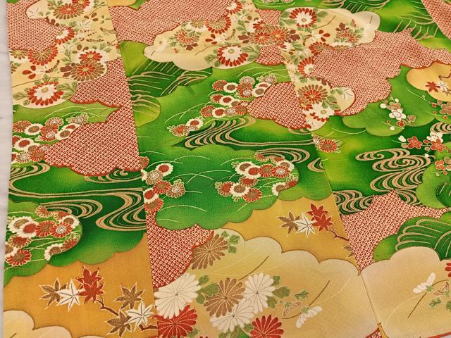 平和屋着物■上質な小紋 雲重ね菊花文 金彩 正絹 逸品 BAAX8367mz
